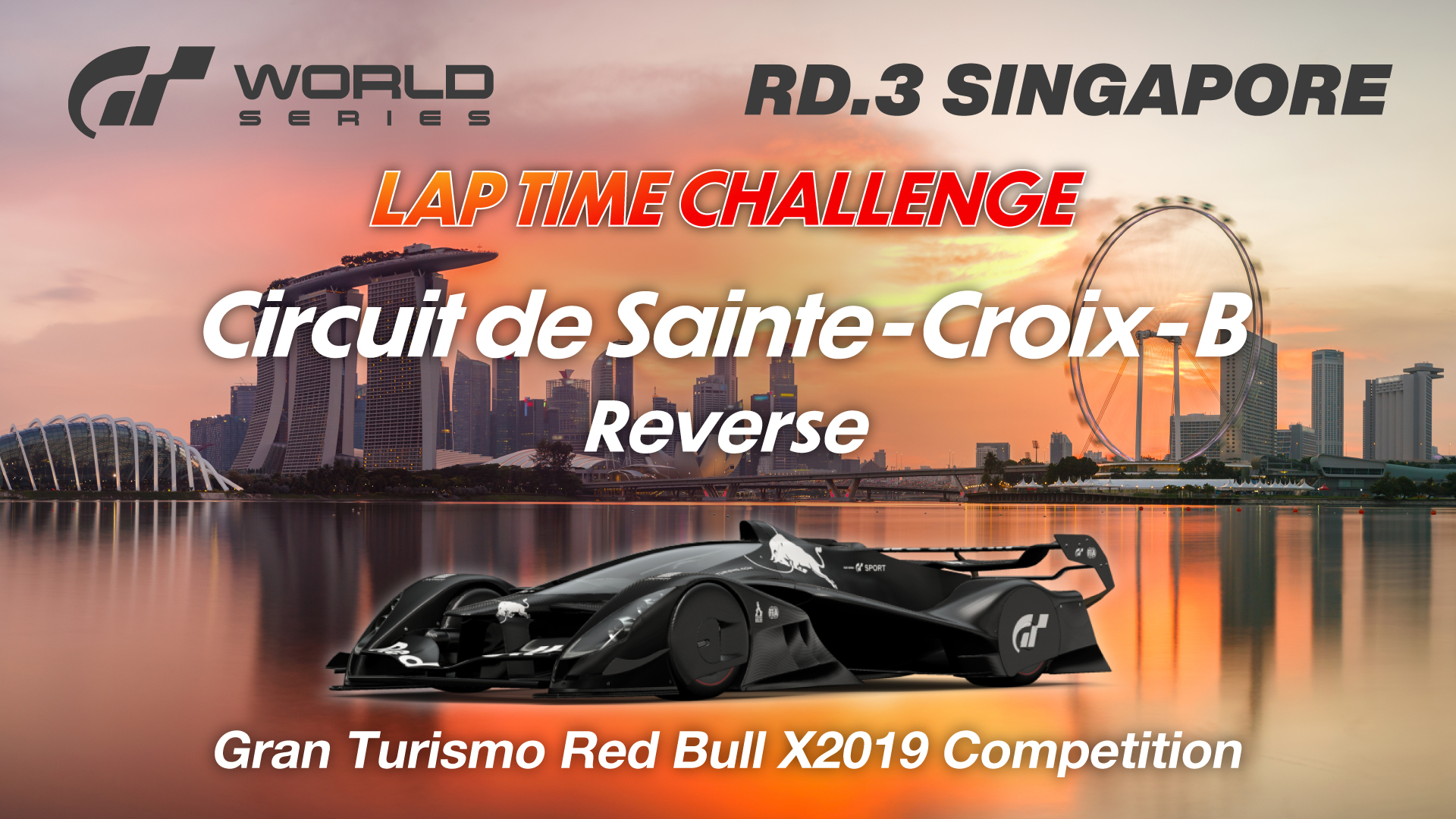Arte oficial da GTWS sobre as corridas espelhadas da etapa de Singapura no modo Sport de GT7